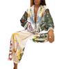 Women's Clothing Autumn and Winter New Temperament Fashion Loose Casual Printed Shirt Wide Leg Pants Suit Women