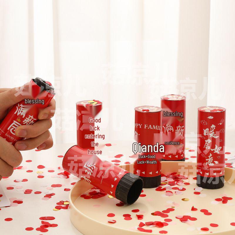 Housewarming Confetti Cannon Set: 8-Piece Handheld Classroom Version with Ribbons