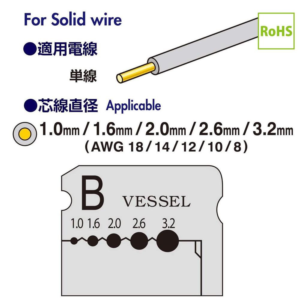 VESSEL Wire Stripper with Replacement Blades for 3000B Electrician's Exam-Qualified (WB-002)