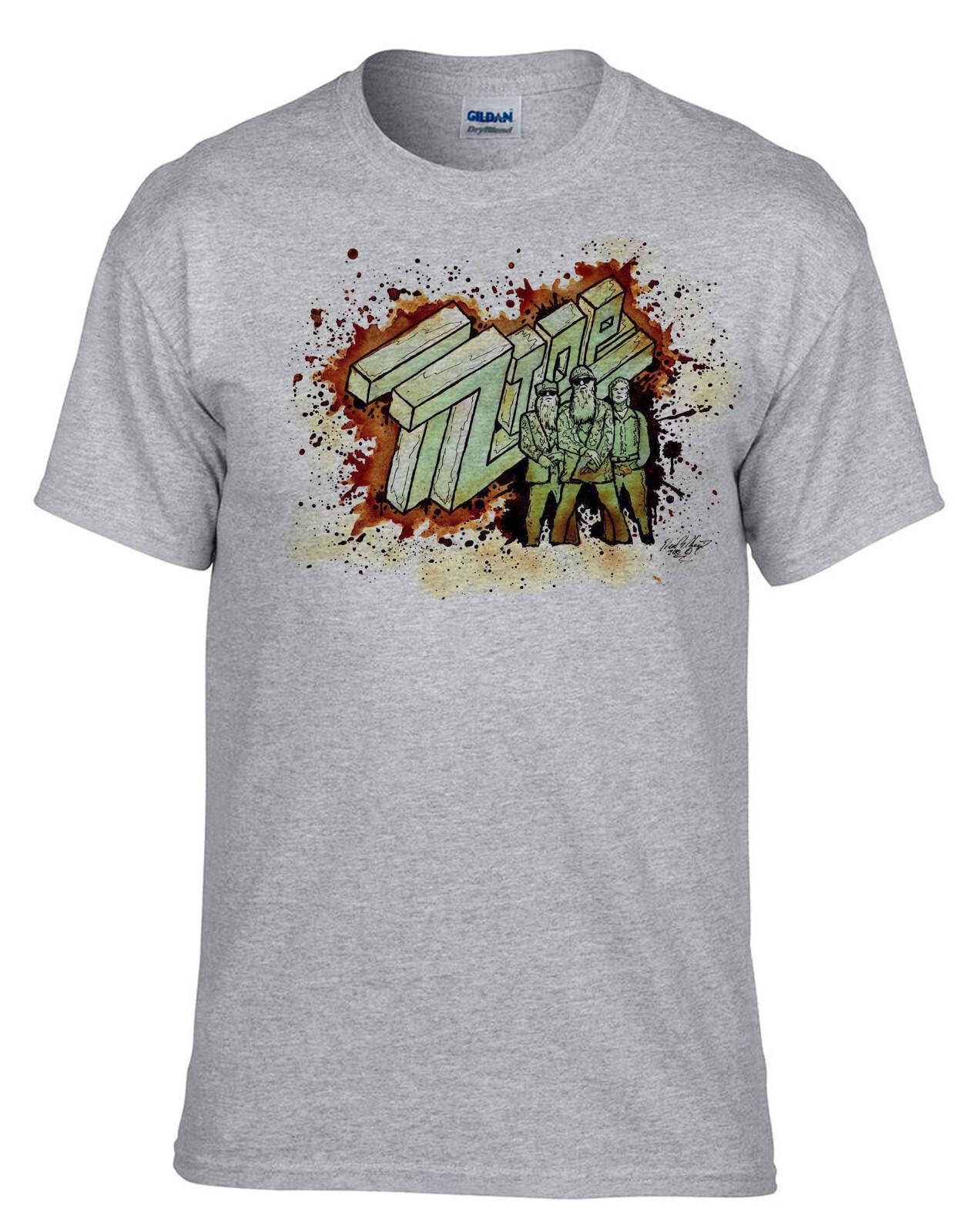 26 ZZTop ZZ Top Rock Band Rock Music Grey T-Shirt -536_Grey- Unisex T-Shirt XXXL