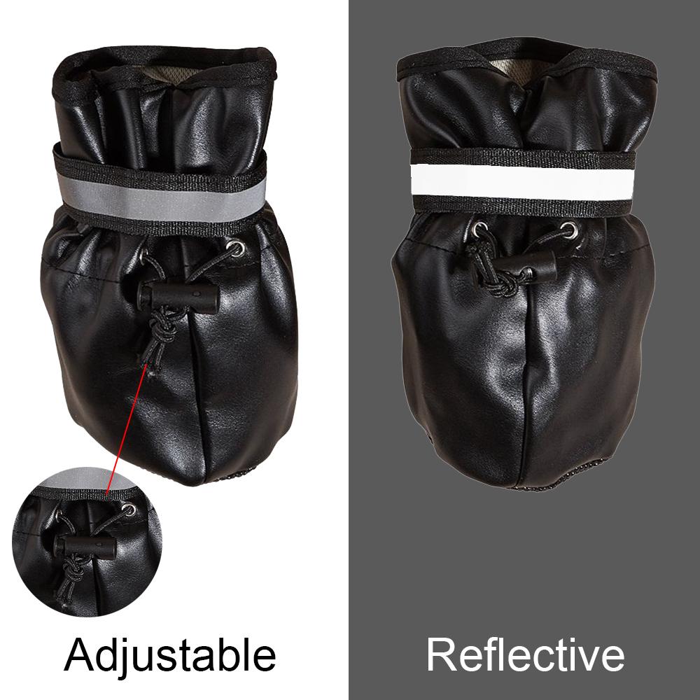 Dog Shoes For Medium Big Dogs Christmas Pu Leather Adjustable Waterproof Non-slip Footwear Golden Retriever Reflective Boots
