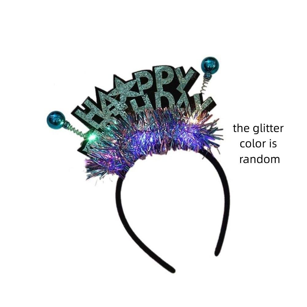 

Обруч для волос со светодиодной подсветкой и буквами, пластиковый шар, детские резинки для волос на день рождения, повязка на голову для вечеринки на день рождения