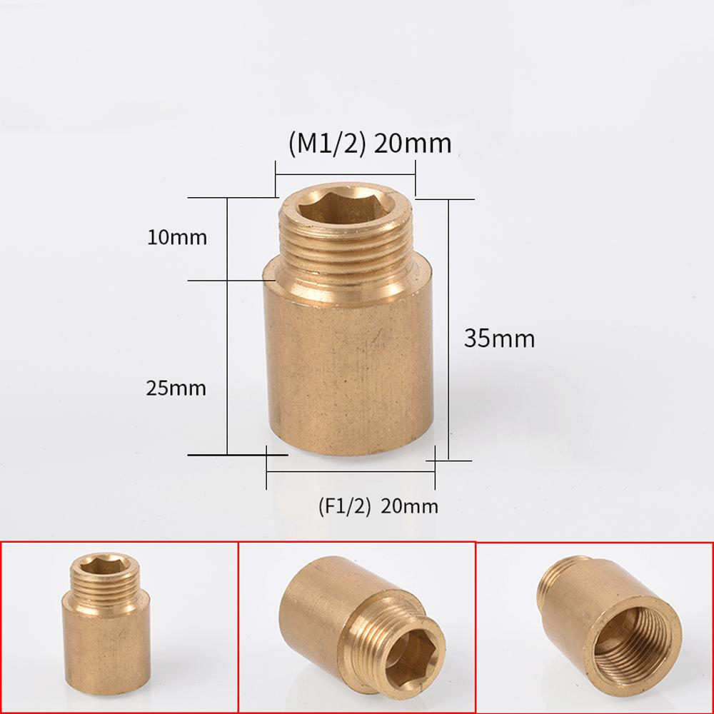 Brass 1/2 " Female To Male Stainless Steel Thickened Extension Joint Lengthened Hexagonal Extension Direct Chrome Plating Brass