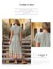 Women Retro Slim Fit Long Print Dress European American Style Summer Green