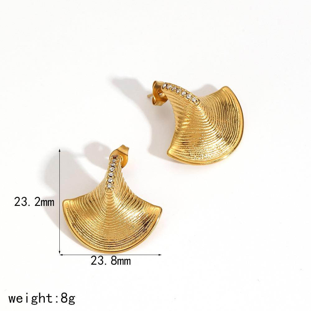 Brincos de Pino Geométricos de Aço Inoxidável com Detalhes de Diamante para Mulheres