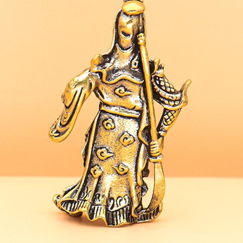 Vintage mosazný nůž Figurky Guan Gong Miniatury Stolní ozdoby Malá soška Dekorace domu Řemesla Dárek