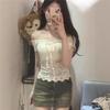 Pure Desire Hottie Sexy One-word Shoulder Lace Short-sleeved T-shirt Women's Summer Tight Short Thin Temperament Unique Top