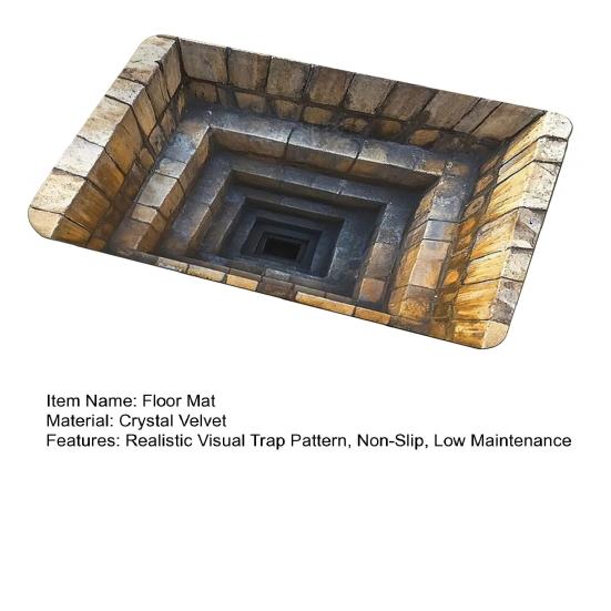 3D Optical Illusion Trap Doormat Endless Abyss Rug Realistic Visual Entrance Rug Non-Slip Floor Mat