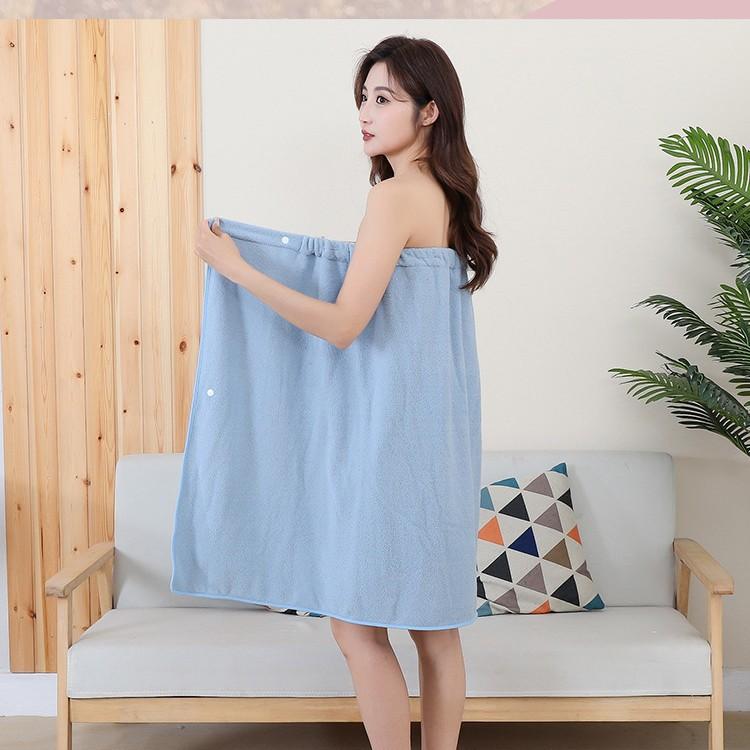 Coral Fleece Bath Skirt Strapless Bow Elastic and Wearable Towel Dry Hair Cap Absorbent