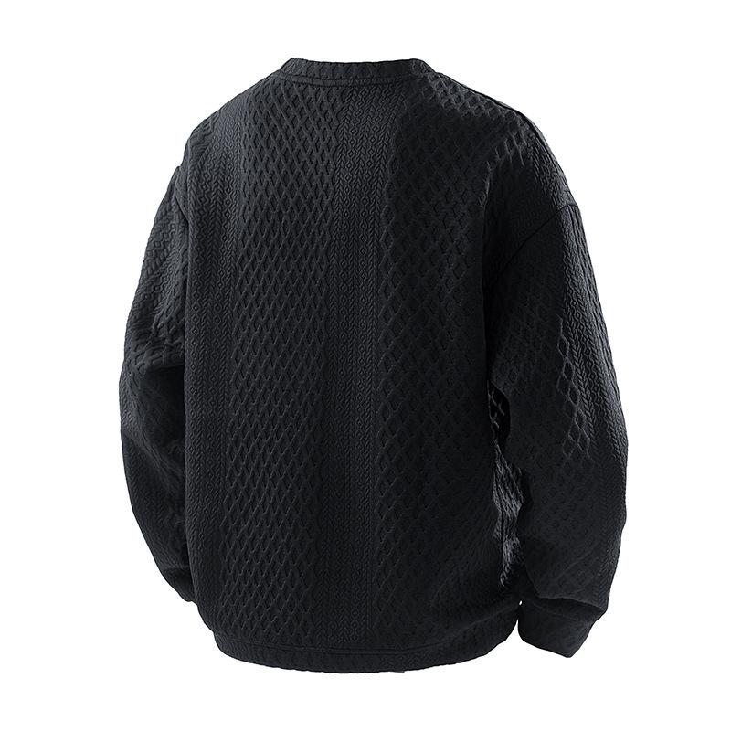 Men's Trendy Jacquard Hoodie: Spring/Autumn Long Sleeve Loose Fit Pullover