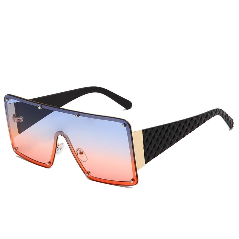 NWOGLSS 58287 Colorful Metal Square Oversized Fashion Conjoined Sunglasses