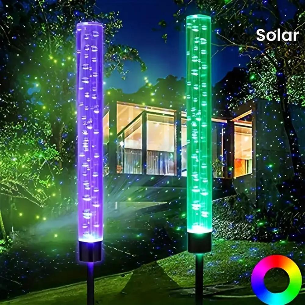 

1/2/4PC Solar Reed Lamp Bubble Stick RGB Colorful Acrylic Courtyard Park Scenic Area Lawn Garden Insertion Landscape Lamp 1PC