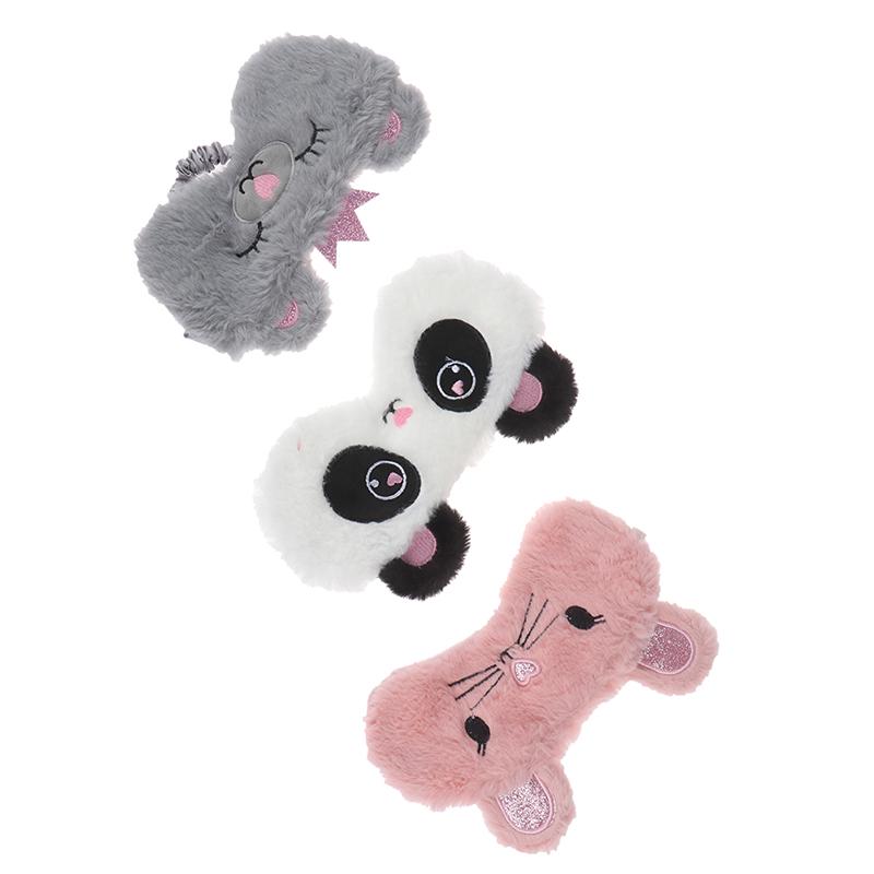 Women Plush Eye Mask White Panda Blindfold Eye Patch Eyeshade Sleep Mask Gift