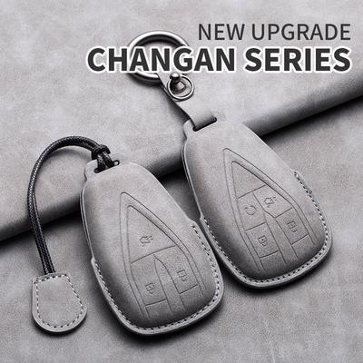 Leather Car Key Case Cover Fob For Changan CS35PLUS CS35 Plus CS55 PLUS CS75 PLUS Eado UNI-T UNI K Oushang X5 X7 EV 2019-2025
