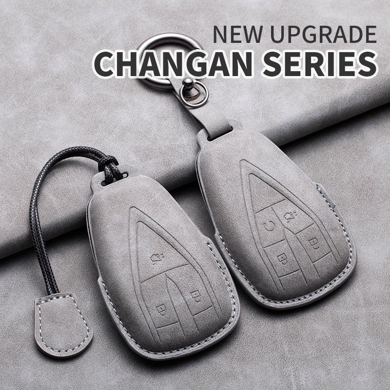 Leather Car Key Case Cover Fob For Changan CS35PLUS CS35 Plus CS55 PLUS CS75 PLUS Eado UNI-T UNI K Oushang X5 X7 EV 2019-2025
