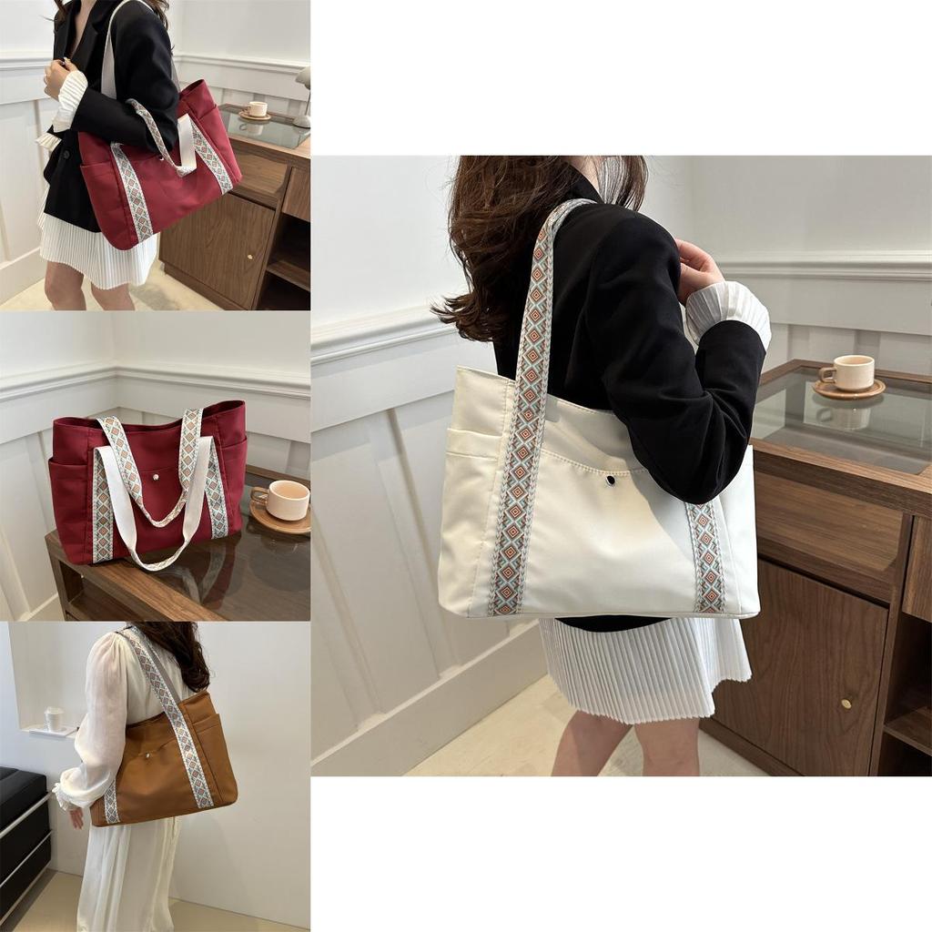 Stylish Large Capacity Tote Bag For Work And Commuting Featuring Trendy Wide Strap Design