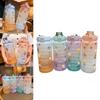 2000ml Large Capacity Drinking Bottle Sports Mug With Straw And Stickers For Outdoor Use