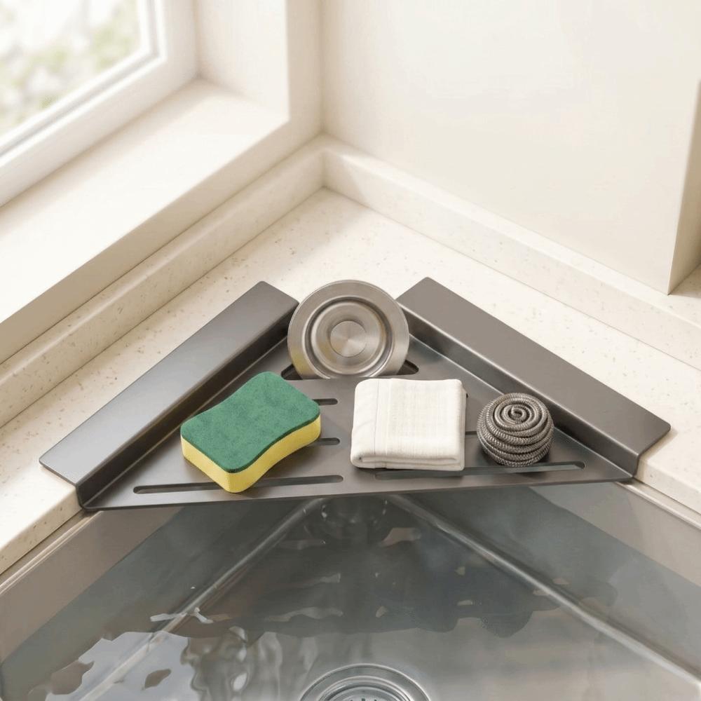 Carbon Steel Sink Sponge Holder Quick Water Drainage Dish Drying Rack Sink Storage Holder  Utensil