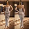 European and American fashion women's clothing solid color hot diamond sleeveless dress length