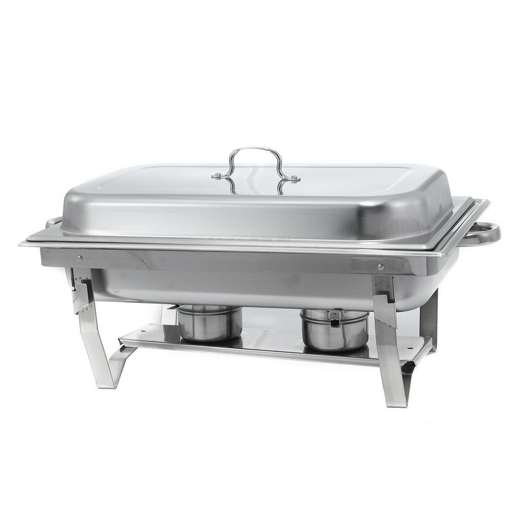 9L 3 Plates Dish Set Container Food Warmer Chafing Dish Full Buffet Catering Foldable Stainless Steel Square Buffet Stove