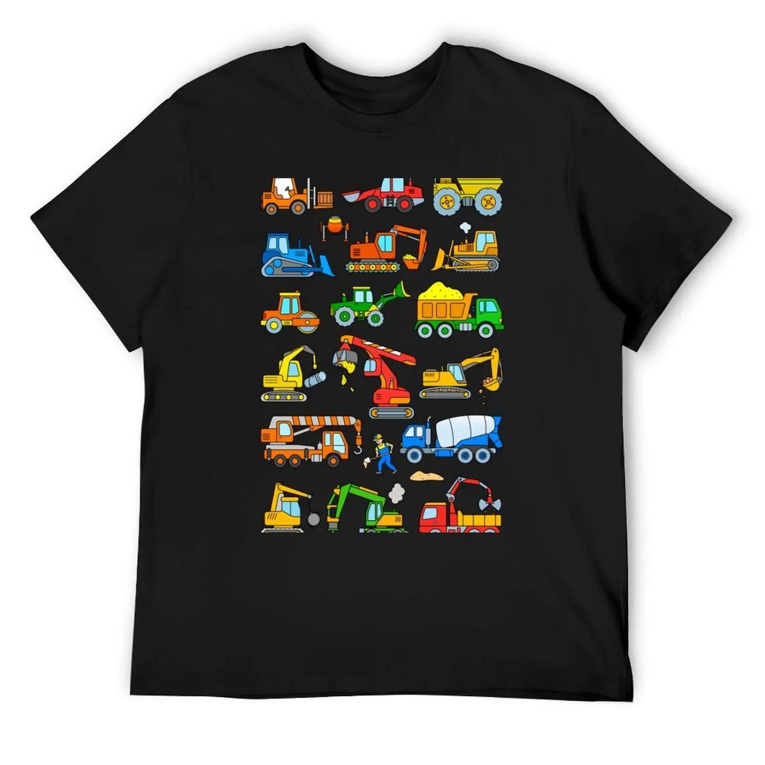 Digger Construction Vehicle Design T-Shirt boys whites shirts graphic tees customs mens t shirts casual stylish S