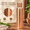 Nirmal Ganga Pure Copper Water Bottle - Traditional Hammered Design, 1 Litre Capacity, Premium Shudh Tamba, Excellent Export Quality pack of 1