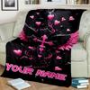 1PC Custom Name Wings Love Passion blanket versatile,all-season throw suitable for the living room,bedroom,camping,travel,and gift
