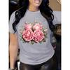 Women's Summer Personalized Rose 3D Printed Short Sleeved Round Neck Summer T-shirt