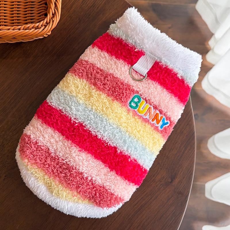 

Autumn Winter Velvet Rainbow Dog Bitter Bear Small And Medium-sized Dog Pet Cat Clothes Supplies M