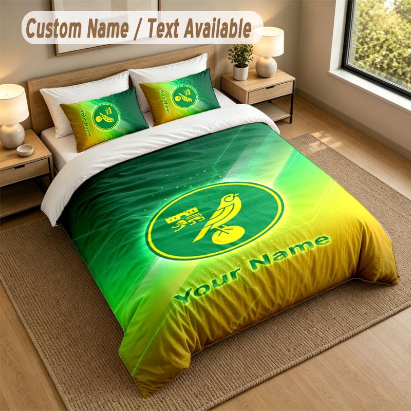 Bedding Set 1 Duvet Cover 2 Pillowcases Norwich City Print Soft Bed Linen Bedroom Decor