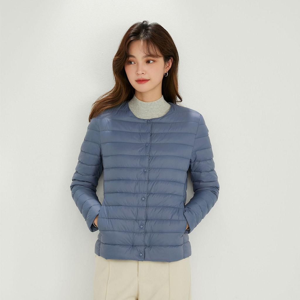 Women's Winter 2026 Down Jacket: 90% Down, Solid Color, Round/V-Neck, Long Sleeve, Plus Size Outerwear