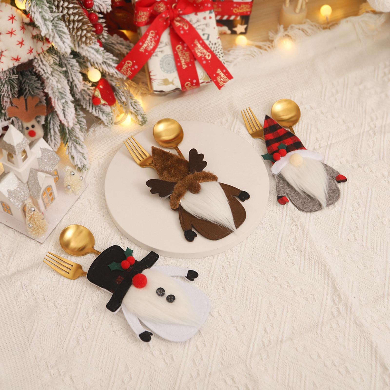 

Рождественские держатели для столовых приборов, сумка для ножей и вилок, декоративные держатели для посуды для рождественских украшений, набор карманов для столового серебра