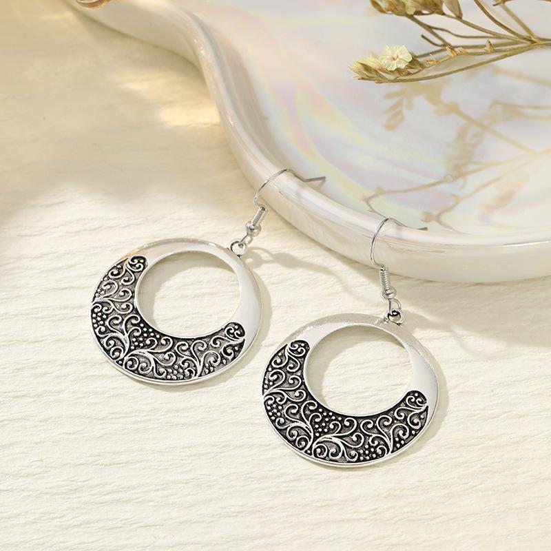 

1 комплект популярного этнического стиля, металлическое кольцо с узором, ожерелье с бахромой, серьги, ретро-украшения