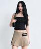 Woman Women'S Low Rise Buckle Pleated Mini Skirt [Classic Beige]