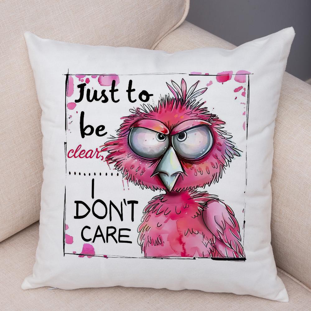 Sassy Bird Character Pillowcase Double Print Humorous Avian Design Cushion Cover Soft Plush Witty Bird Theme Pillowcase
