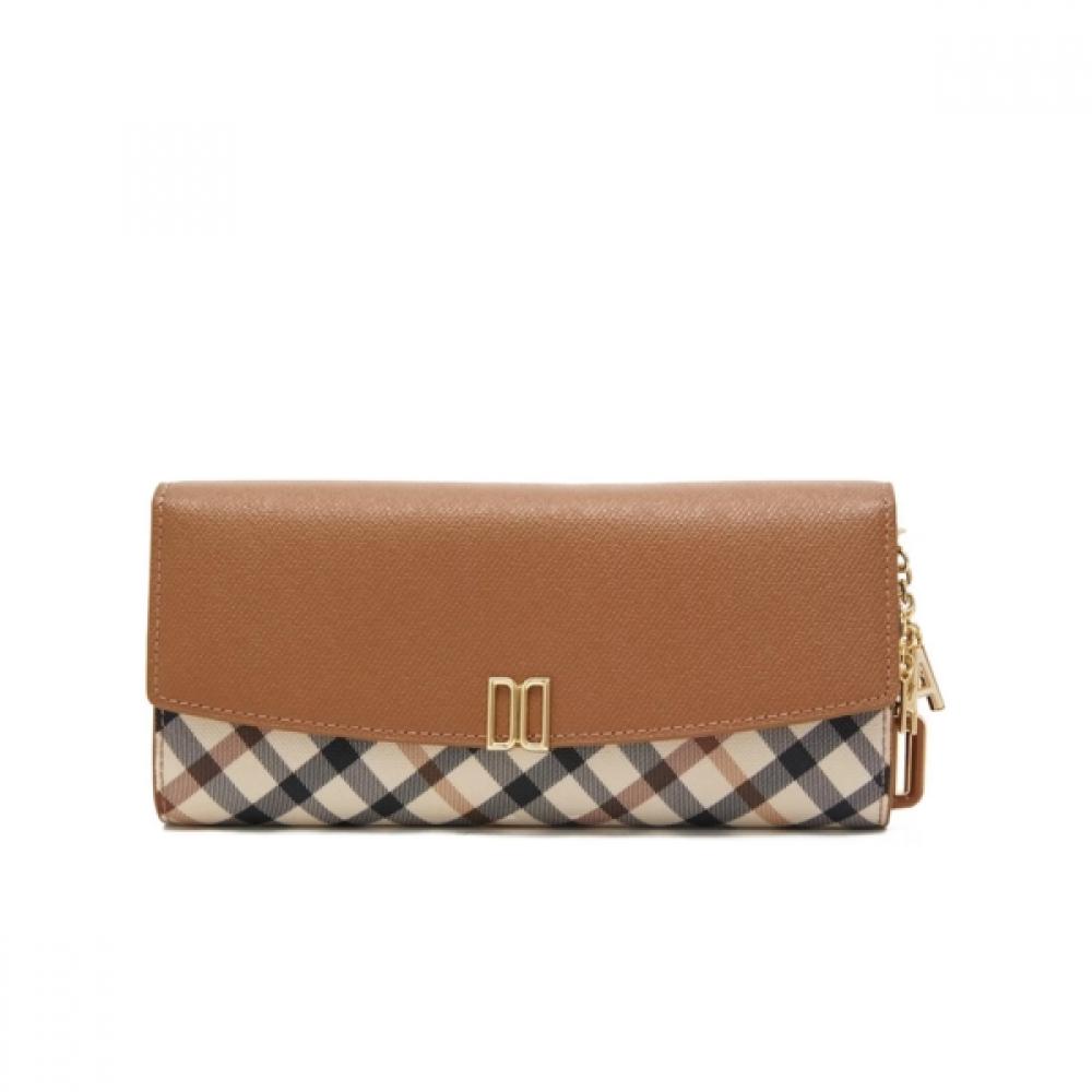 Daks Brown Check Dd Logo 3 Fold Long Wallet Dcwa6f421w2