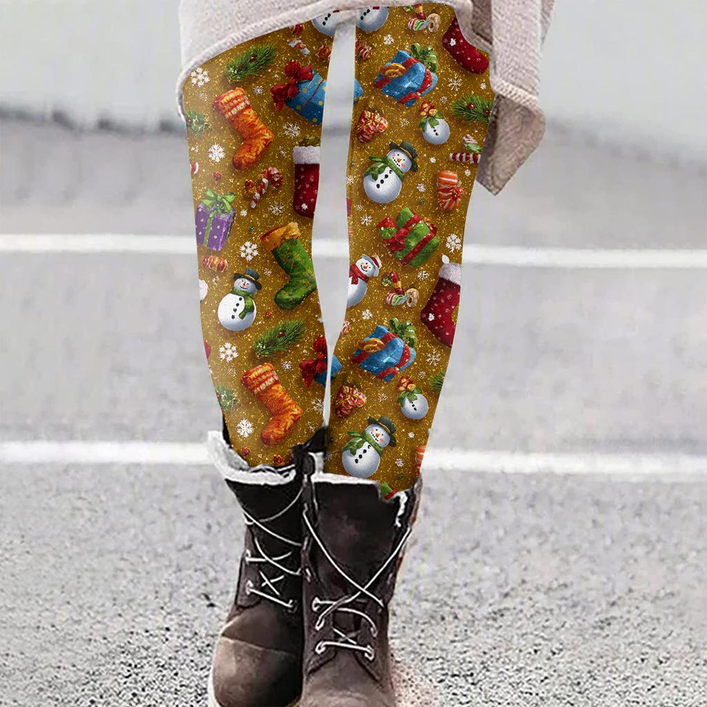 Women's Christmas Print Slim Fit Elastic Yoga Casual Pants
