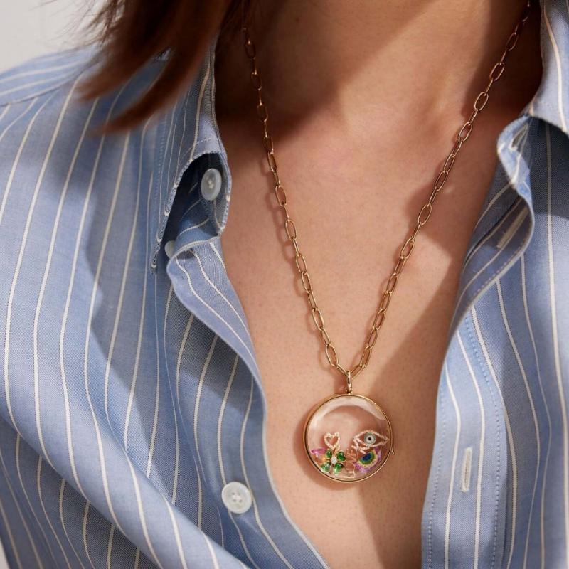Ins Style Glass Box Pendant Necklace For Women Diy Heart & Zircon Flower Sun Diamond Charms Collarbone Chain