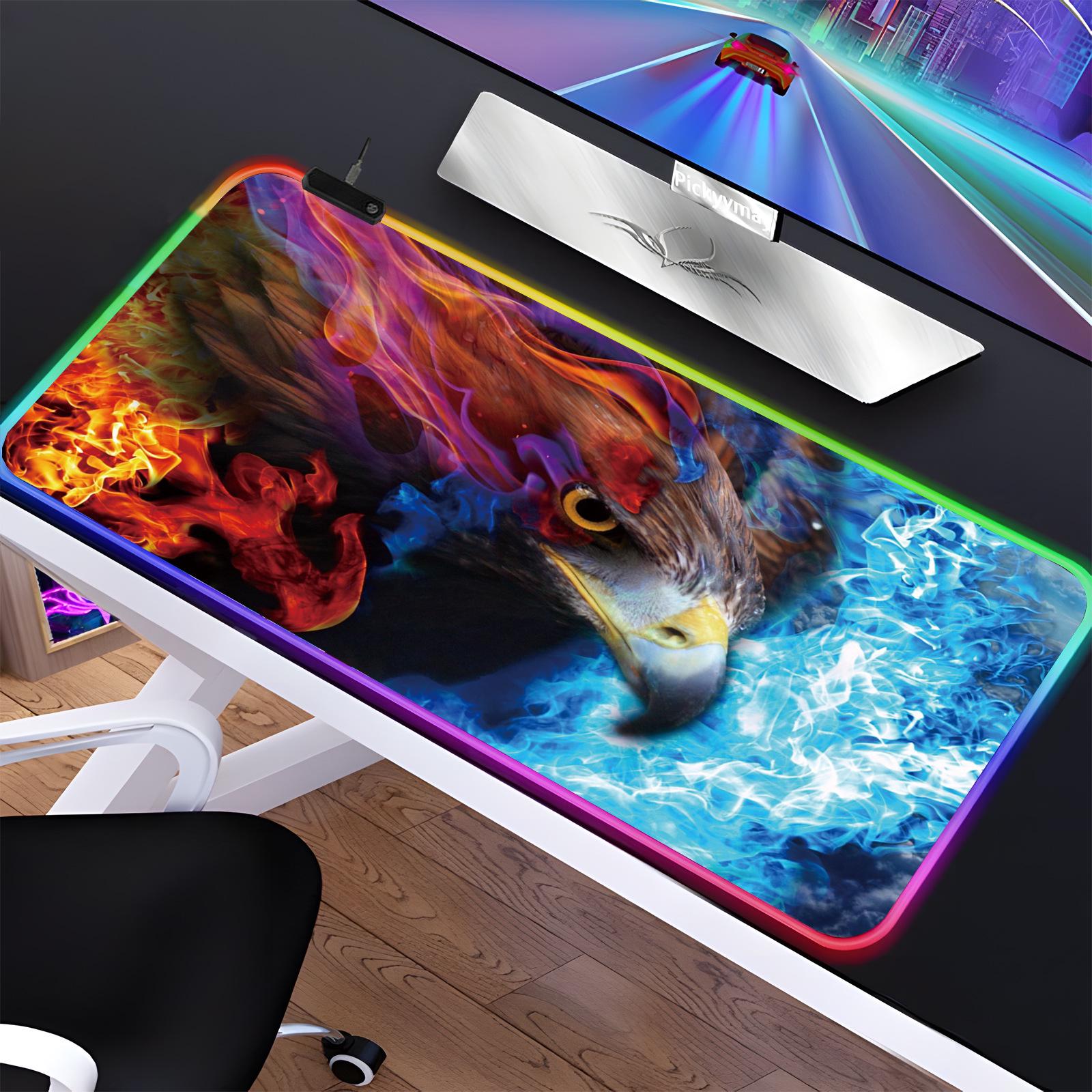 

Пользовательский киберспортивный RGB коврик для мыши: Черный мультяшный дизайн, светодиодная подсветка, очень большой нескользящий коврик 25x30cm