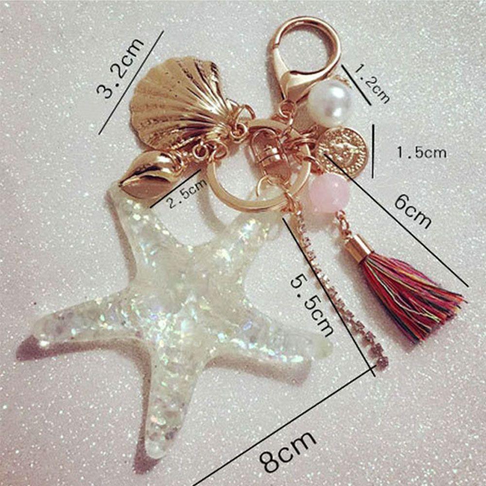 Crystal Women Starfish Accessories Shell Pearl Shell Keychain Key Chains Starfish Keychain Key Ring