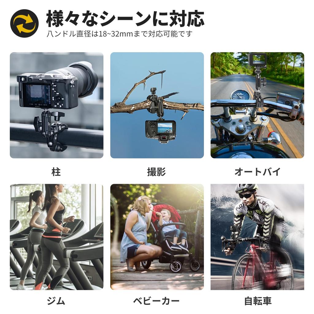 Ulanzi R094 Super Clamp Camera Mount, 60mm Opening, 360-Degree Rotation, 1/4-inch to 3/8-inch Screw, 1.5kg Load Capacity, GoPro Mount Included, Anti-D