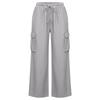 Damen Elastische Hose mit Hohem Bund Lässige Passform Weites Bein Lange Hose Hose mit Taschen