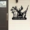 Customizable Hunting Metal Sign - Personalized Deer, Rifle & Bow Design - Heavy-Duty Outdoor/Indoor Decoration - Custom Name