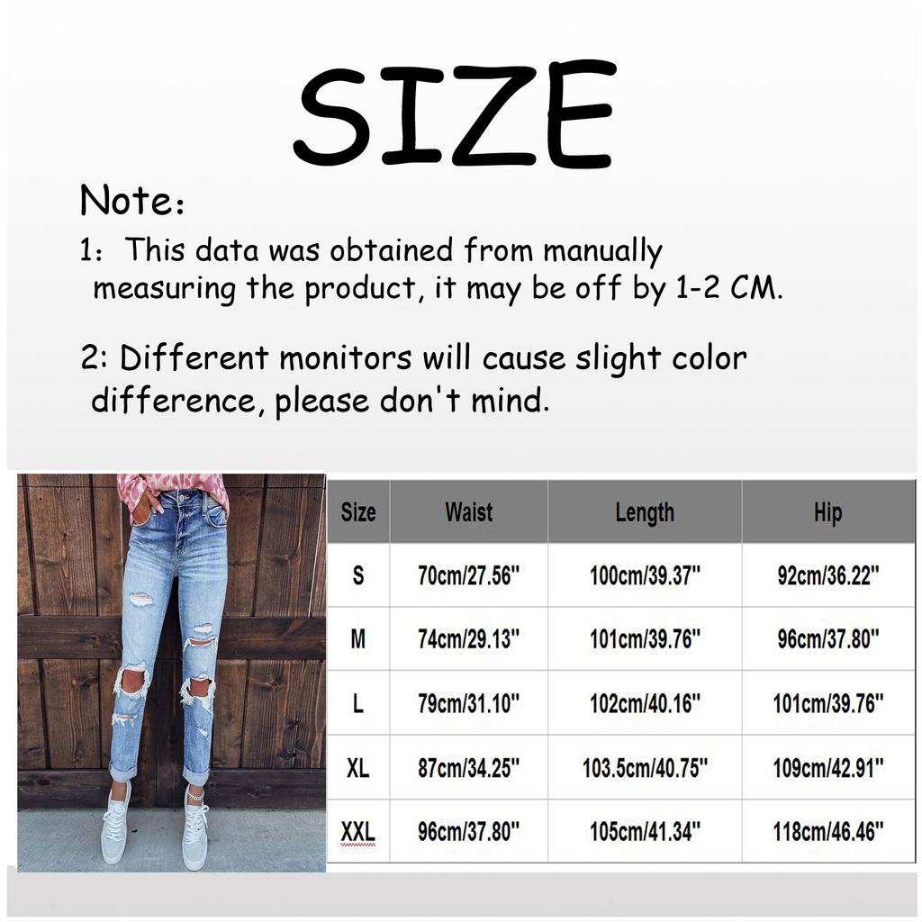 Women Color Hole Low Waist Jeans Flares Fashion Pants Trouser