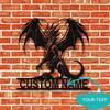 Custom Dragon Family Crest Metal Wall Art, Engraved House Sign, No Power, Personalized Last Name Decor