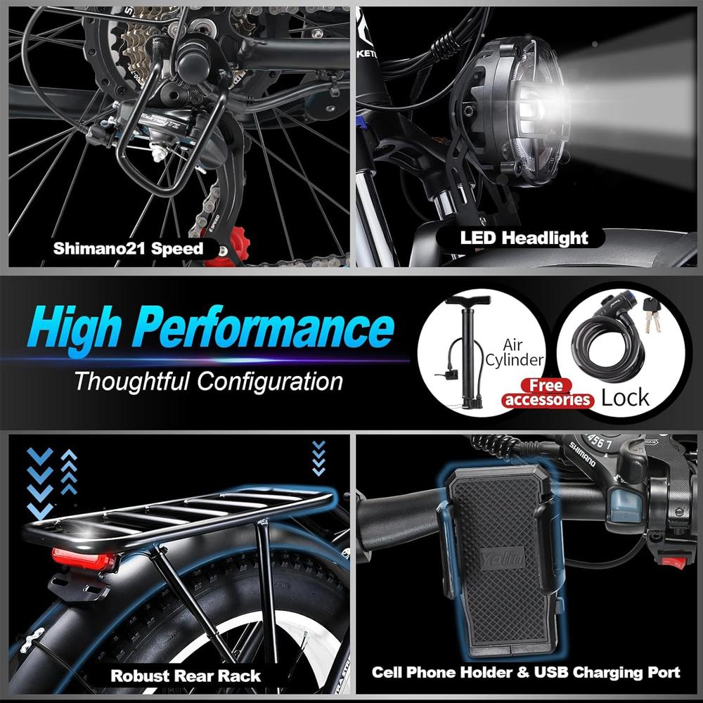Electric Bicycle KETELES K800 1000Wx2 Dual Motor Electric Mountain Bike Top Speed 55Km/h 48V 23AH Max Range 100Km Load 150Kg 4 Colors