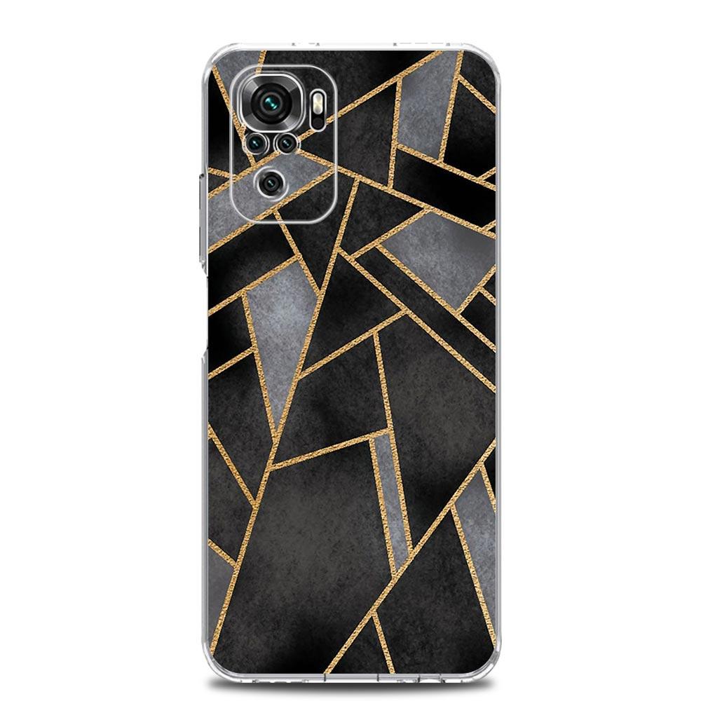 New Square Clear Phone Case For Xiaomi Redmi Note 12 11 9S 9 8 10 Pro+ 7 8T 9C 9A 8A K40 Gaming Silicone Cover Marble Geometric