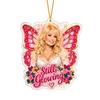 Unique Festival Gift Ideas Dolly Christmas Ornament, 2D Acrylic Collectible Hanging Decor, Memorial Country Pink Western Style Decorations Music Theme