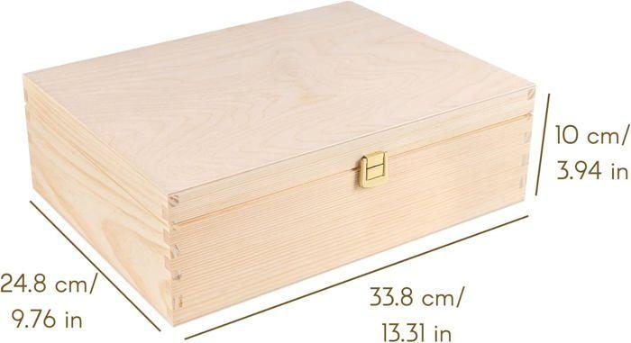 Boîte de Rangement - Creative Deco - A4 - Bois - Beige - 33,8x24,8x10 cm