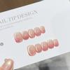 10Pcs Handmade Short Round Blue Cat Eye Press On Nails With Jelly Glue Shiny Full Cover Fake Nail Tips